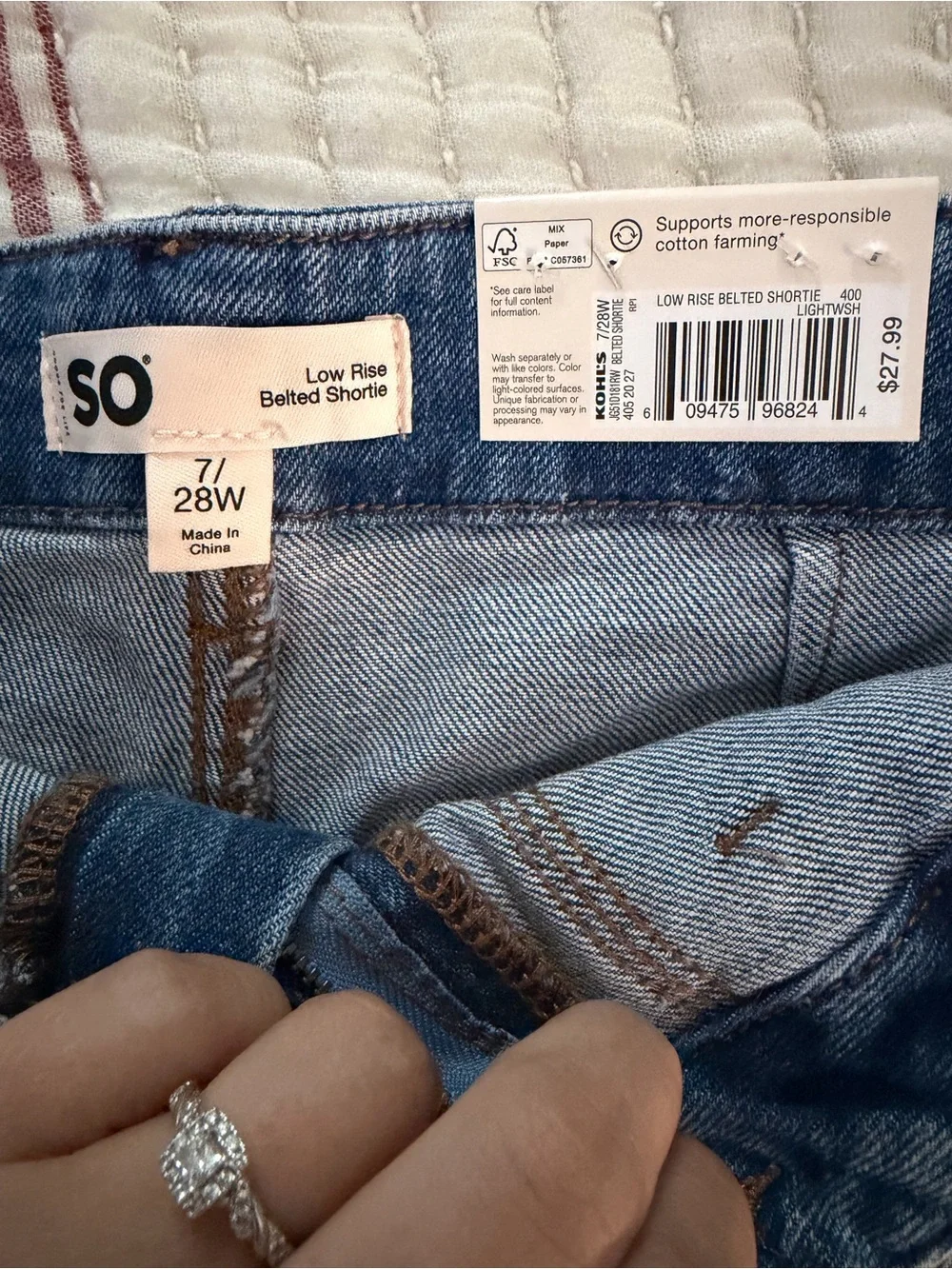 SO Light Blue Denim Drawstring Jean Shorts